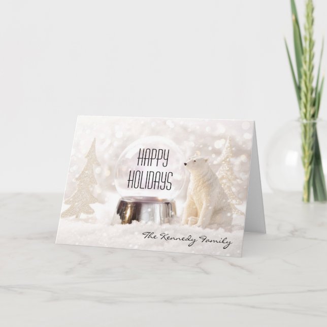 Schnekugel in der Winterszene Feiertagskarte (Vorderseite)