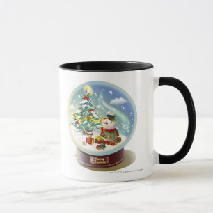 Schnekugel mit Schneemann und Weihnachtsbaum Tasse