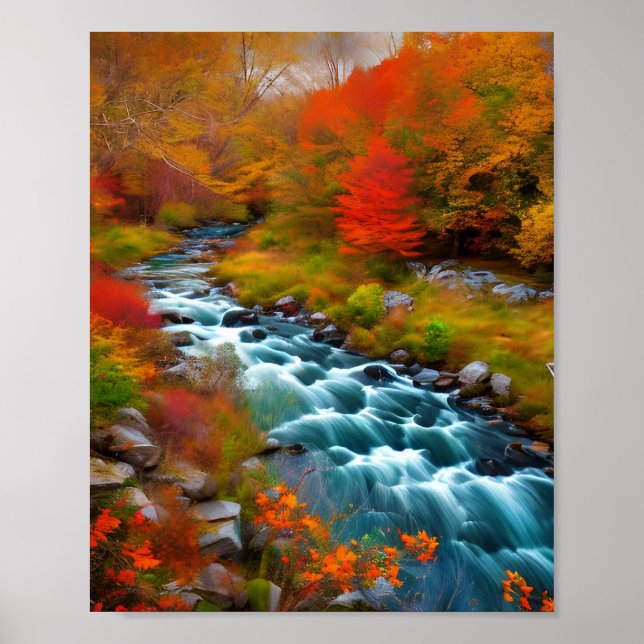 Schnell bewegender New England Stream. Poster (Vorne)