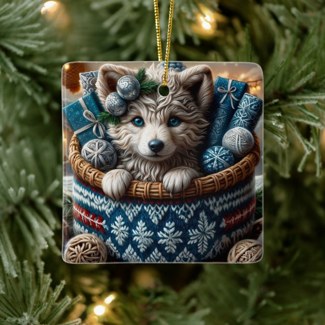 Schnell das Adorable Winter Puppy Keramikornament (Baum)