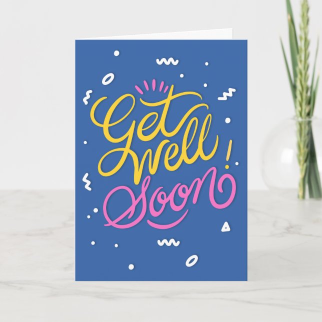Schnell kommen moderne Gelb- und Rosa-Typografie g Karte (Vorderseite)