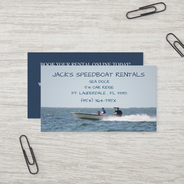 Schnellboot auf einem offenen Ozeanmieter Visitenkarte (Vorderseite/Rückseite Beispiel)