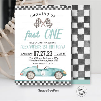 Schnelle 1 Race Car 1. Geburtstag Einladung Race C