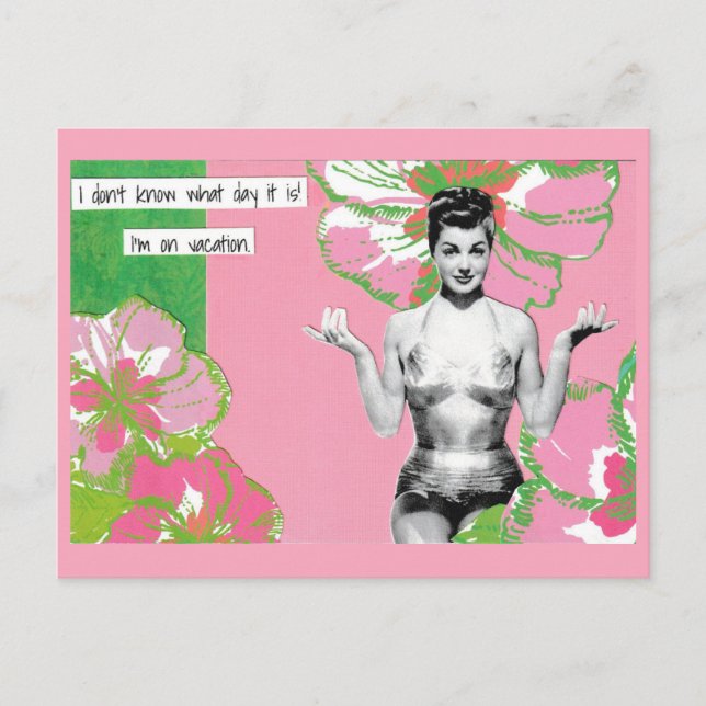 Schnelle Ferien Postkarte Welcher Tag ist es? (Vorderseite)