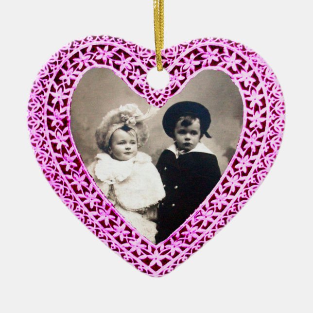 SCHNELLE HERZFOTOVORLAGE, lila, rosa Keramikornament (Vorne)