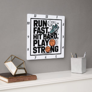 Schnelle Hit-Hard Play-Funktion Quadratische Wanduhr