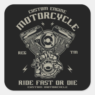 Schnelle oder Die Motorrad-Fahrt für kundenspezif Quadratischer Aufkleber