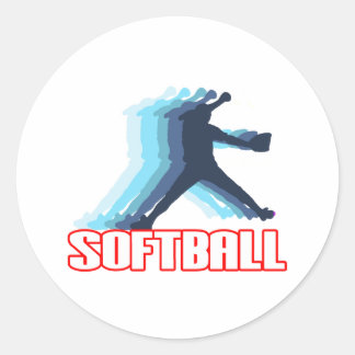 Schnelle Pitch Softball-Silhouette Runder Aufkleber