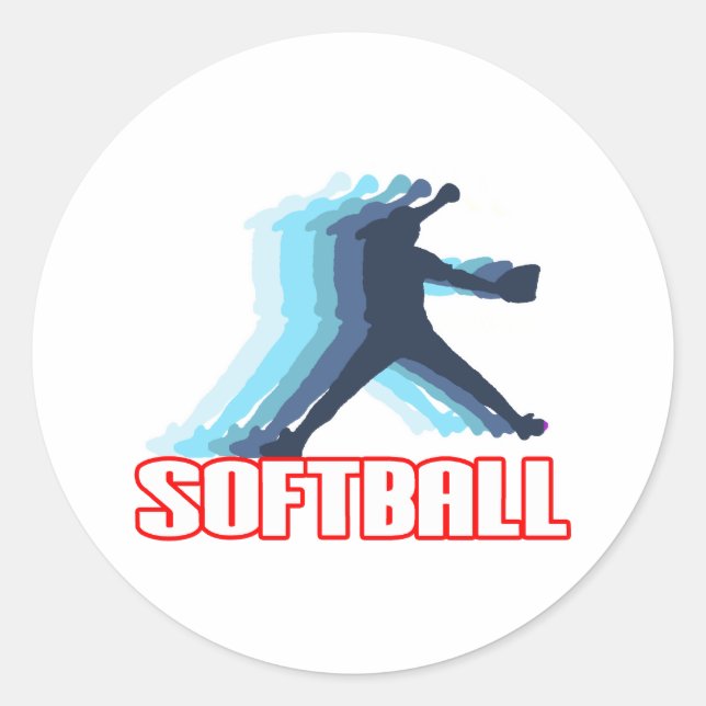 Schnelle Pitch Softball-Silhouette Runder Aufkleber (Vorderseite)