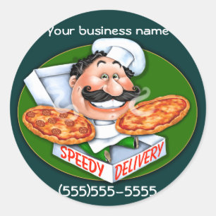 Schnelle Pizzalieferung des Zany italienischen Runder Aufkleber