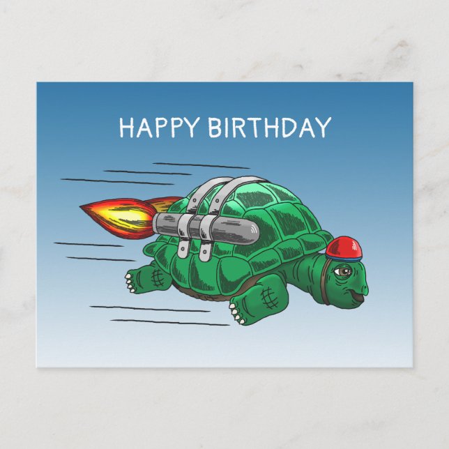 Schnelle Raketen-Schildkröte Postkarte (Vorderseite)