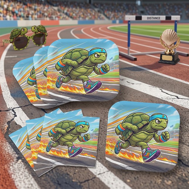 Schnelle Schildkröte Sprinter Athletischer Läufer Pappteller (Von Creator hochgeladen)