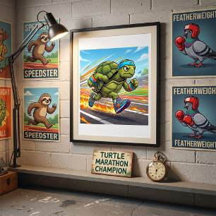 Schnelle Schildkröte Sprinter Athletischer Läufer Poster