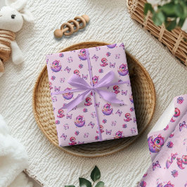 Schnelle Schläge Baby Pink Dinosaur Baby Dusche Geschenkpapier