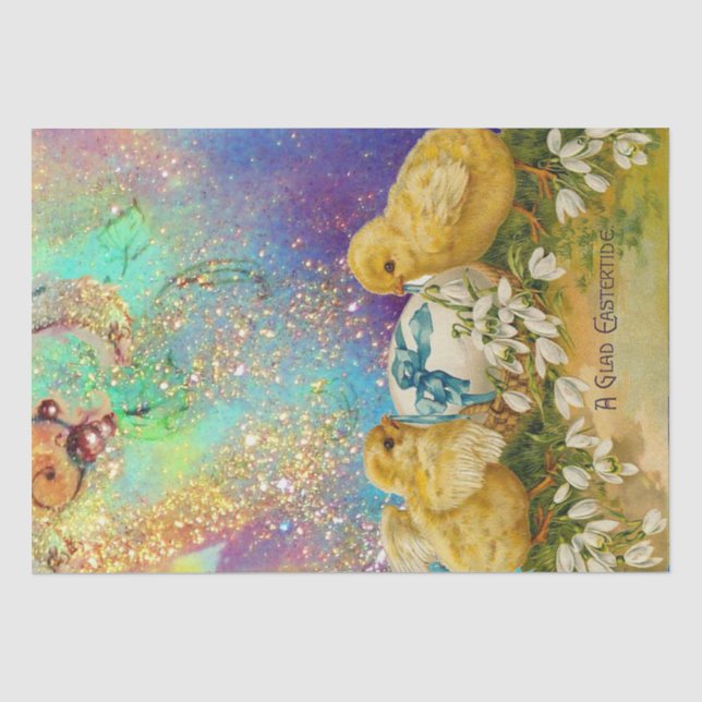SCHNELLE, SCHNEE UND OSTERE EIER MIT BLAUEM BOW SEIDENPAPIER (Vorderseite)
