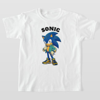 Schneller blauer Igel-Kinder-T-Shirt T-Shirt