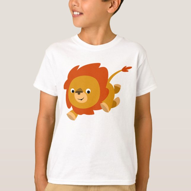 Schneller Niedlicher Cartoon Lion Children T - Shi T-Shirt (Vorderseite)