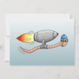 Schneller Raketenwurm-Geburtstagskarte Karte