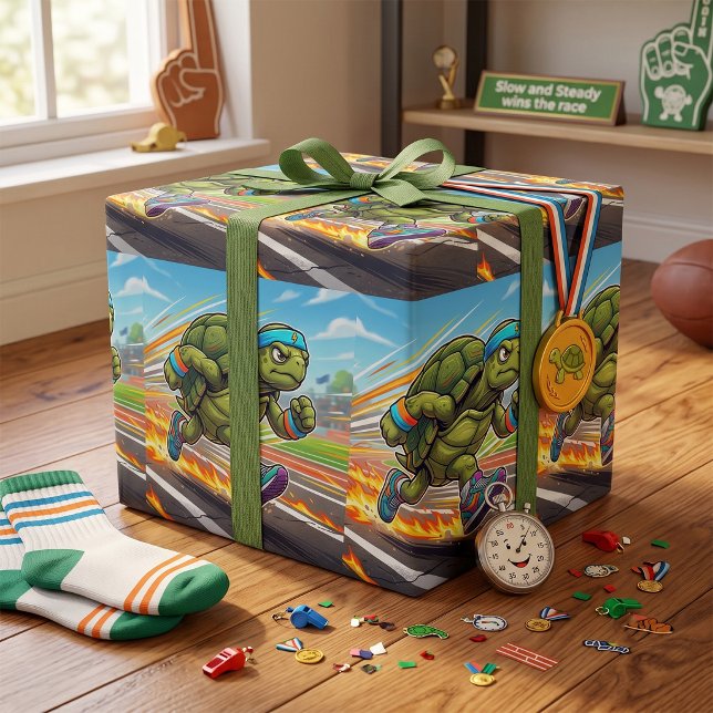 Schneller Turtle Sprinter Athletischer Läufer Geschenkpapier (Von Creator hochgeladen)