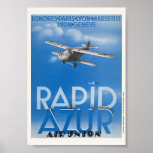 Schnelles Azur Frankreich Vintage Poster 1932