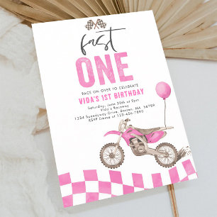 Schnelles Eins Pink Dirt Bike Mädchen Erster Gebur Einladung
