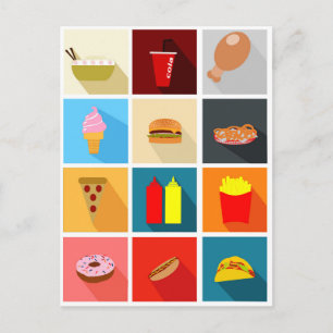 Schnelles Essen zum Spaß Postkarte