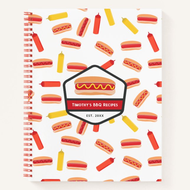 Schnelles Lebensmittelmuster für Hot Dog Retro GRI Notizbuch (Vorderseite)