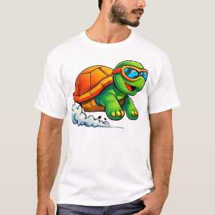 Schnelles Racing Turtle Cartoon Design T-Shirt