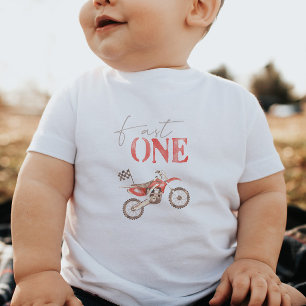 Schnelles rotes Dirtbike Geburtstags T-Shirt Baby