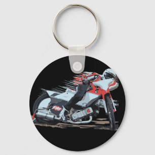Schnelles rotes Speedway-Motorrad Schlüsselanhänger