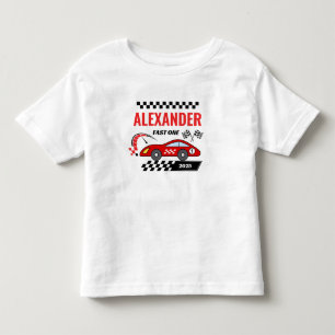 Schnelles rotes Vintage-Rennwagen-Thema-Jungen-Geb Kleinkind T-shirt