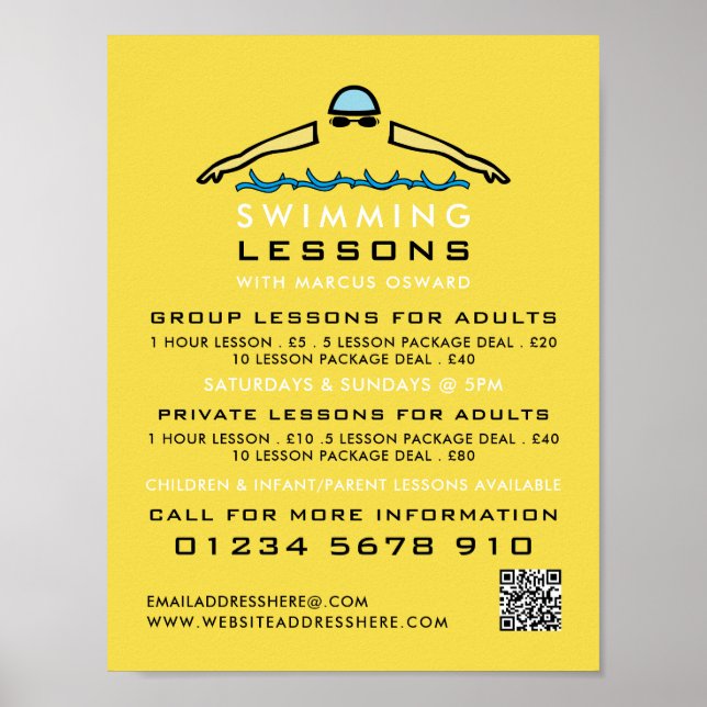 Schnelles Schwimmsymbol, Schwimmen Lektion Werbung Poster (Vorne)