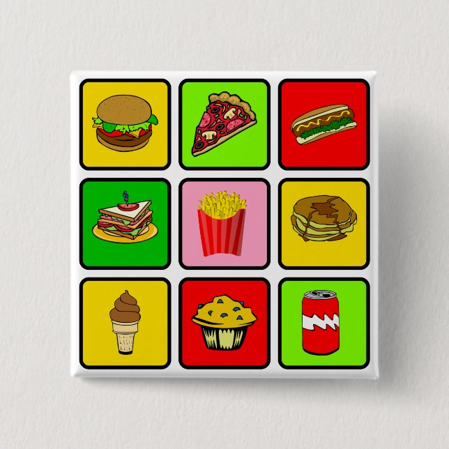 Schnellimbiss-Junkieknopf Button (Vorderseite)