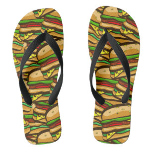 Schnellimbiss-Liebhaber-schmieriger Käse-Burger Flip Flops
