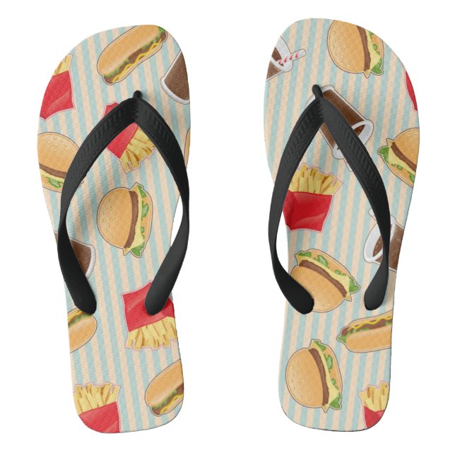 Schnellimbiss-Muster 2 Flip Flops (Fußbett)