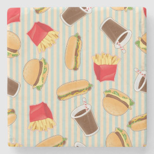 Schnellimbiss-Muster 2 Steinuntersetzer