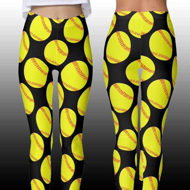 Schnellimbiss Softplayer Niedliche Farbsportarten Leggings (Softball leggings front and back view. Customize with your own team color!)
