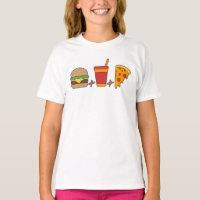 Schnellimbiss-Trio: Burger, Soda, Pizzastück in Fe