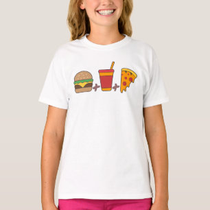 Schnellimbiss-Trio: Burger, Soda, Pizzastück in Fe T-Shirt