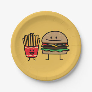 Schnellimbißbrötchenkram des Hamburgers und der Pappteller