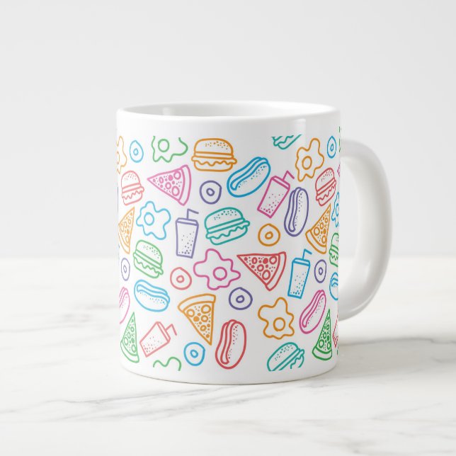 Schnellimbißmuster 2 Jumbo-Tasse (Vorderseite Rechts)