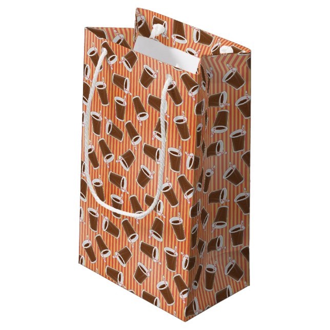 Schnellimbißmuster Kleine Geschenktüte (Rückseite Schrägansicht)