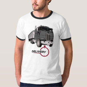 Schnelllieferung Sattelzug Stoppuhr Logistik T-Shirt