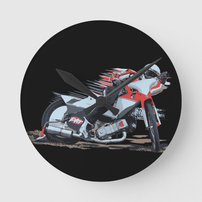 Schnellrotes Motorrad Runde Wanduhr (Vorderseite)