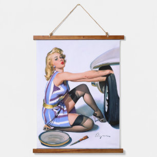 Schnellwechsel von Gil Elvgren Wandteppich Mit Holzrahmen