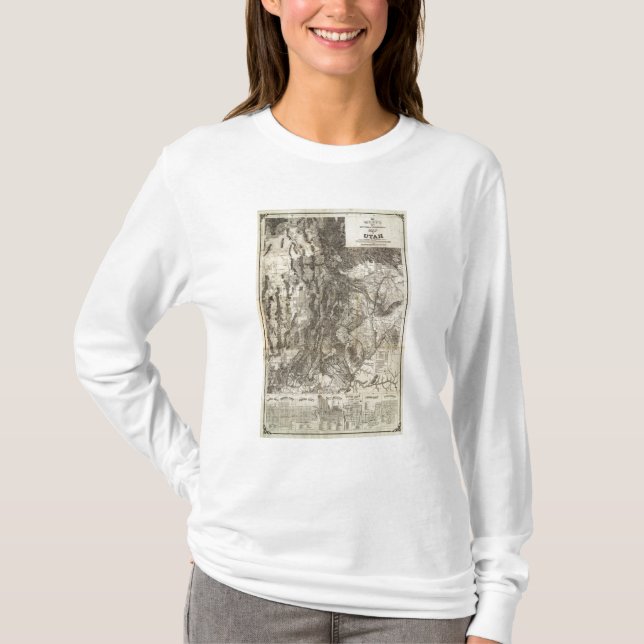 Schnitt- des Westens neue und topographische Karte T-Shirt (Vorderseite)