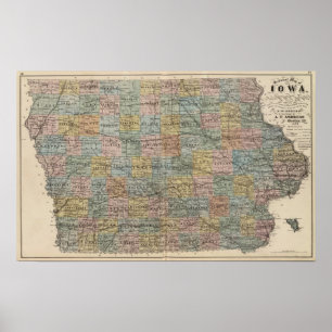 Schnittkarte von Iowa Poster