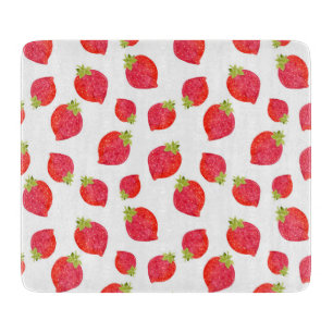 Schnittplatte für Erdbeeren mit Wasserfarbe Schneidebrett