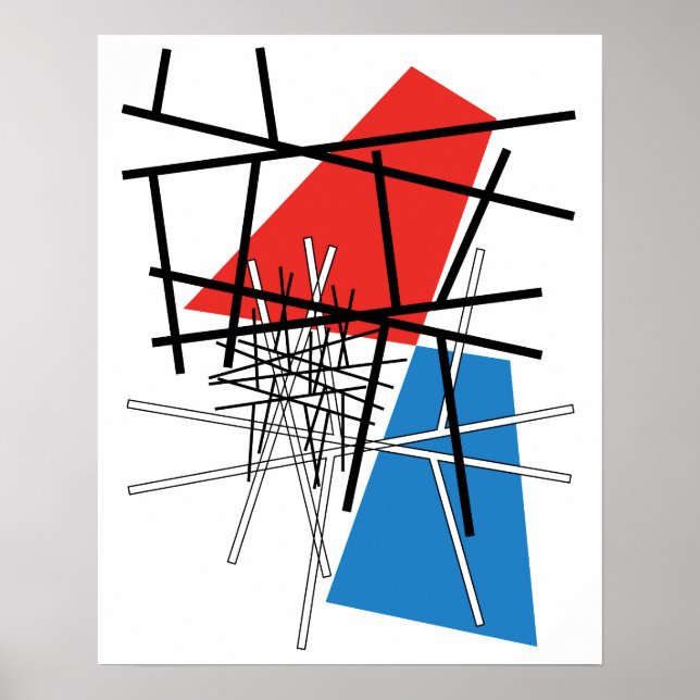 Schnittpunkt von Linien und Flugzeug - Abstrakte K Poster (Vorne)