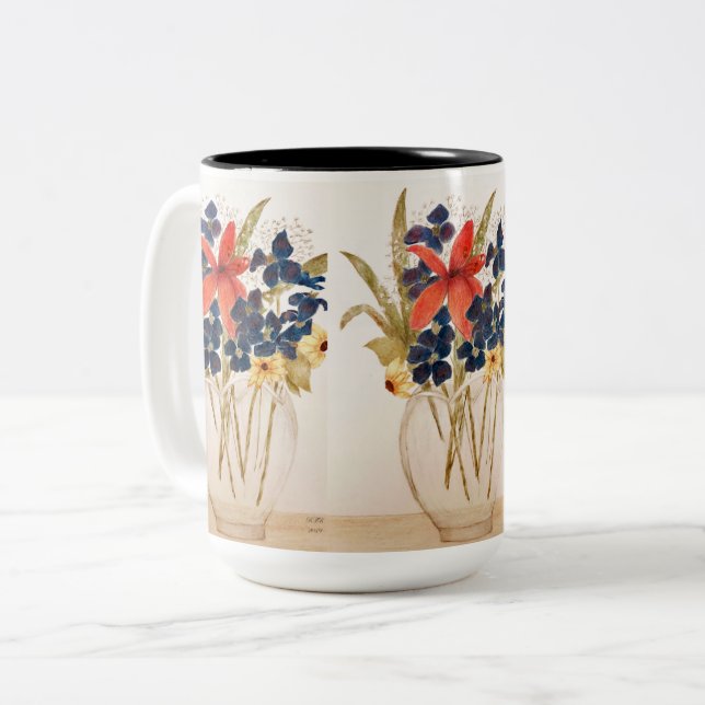 Schnittvase von Blume Zweifarbige Tasse (Vorderseite Links)